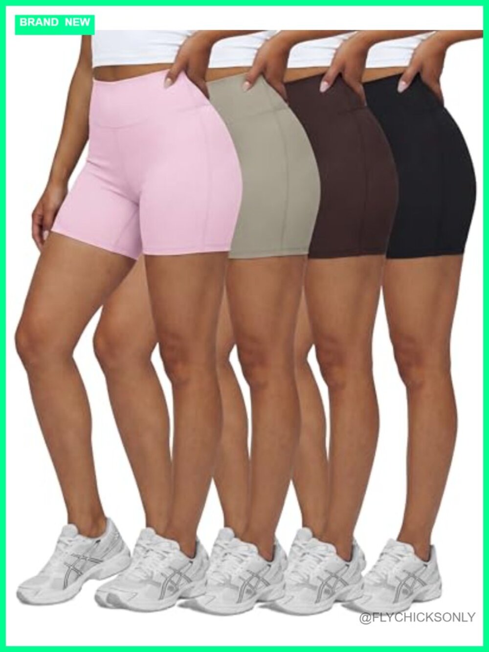 Women's 6" Biker Shorts High Waisted Tummy Control 4 Pack Workout